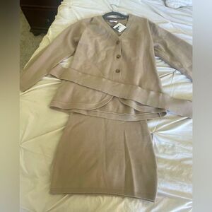 Fall Knit cardigan and skirt set, Small